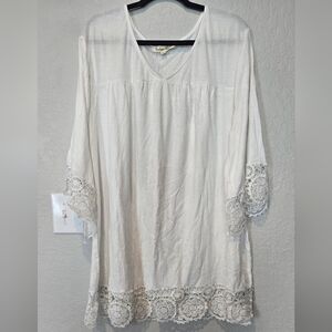 Crochet Lace Trimmed Tunic - 3X